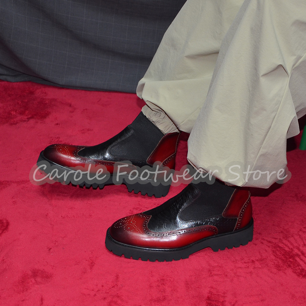 Men'S Fashion Footwear - Stivali Chelsea Brogue Goffrati alla Moda