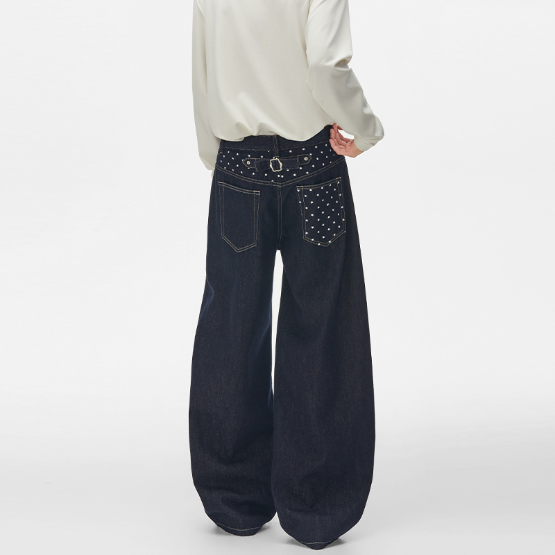Men'S Fashion Jeans And Boots - Jeans in denim grezzo blu con