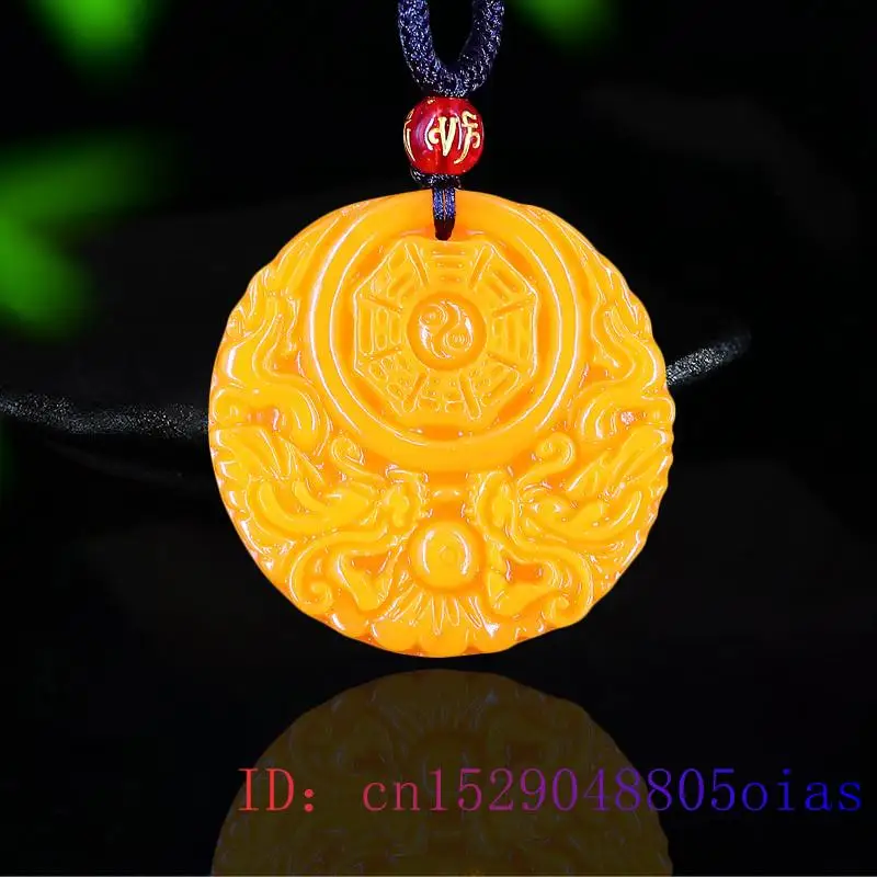 Men'S Fashion Necklaces - Ciondolo drago di giada gialla regali