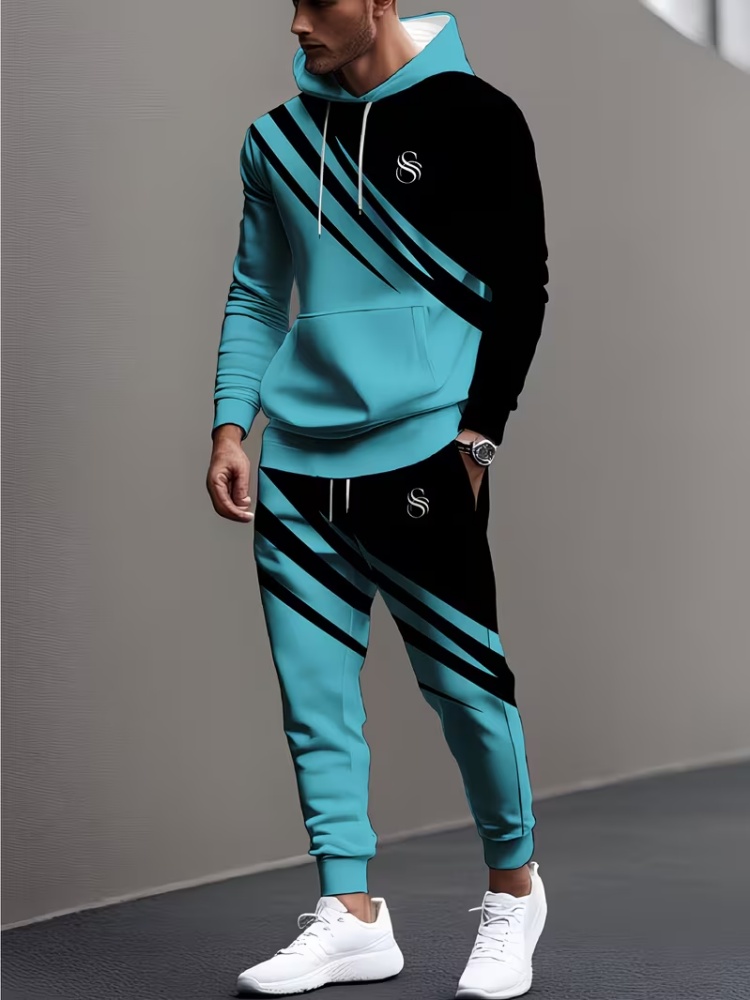 Men'S Fashion Loose Pants - Completo Sportivo da Uomo 2 Pezzi,