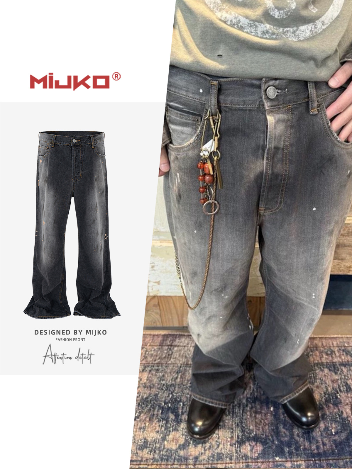 Men'S Fashion Jeans And Boots - MIJKO Jeans da uomo lavati sfumati