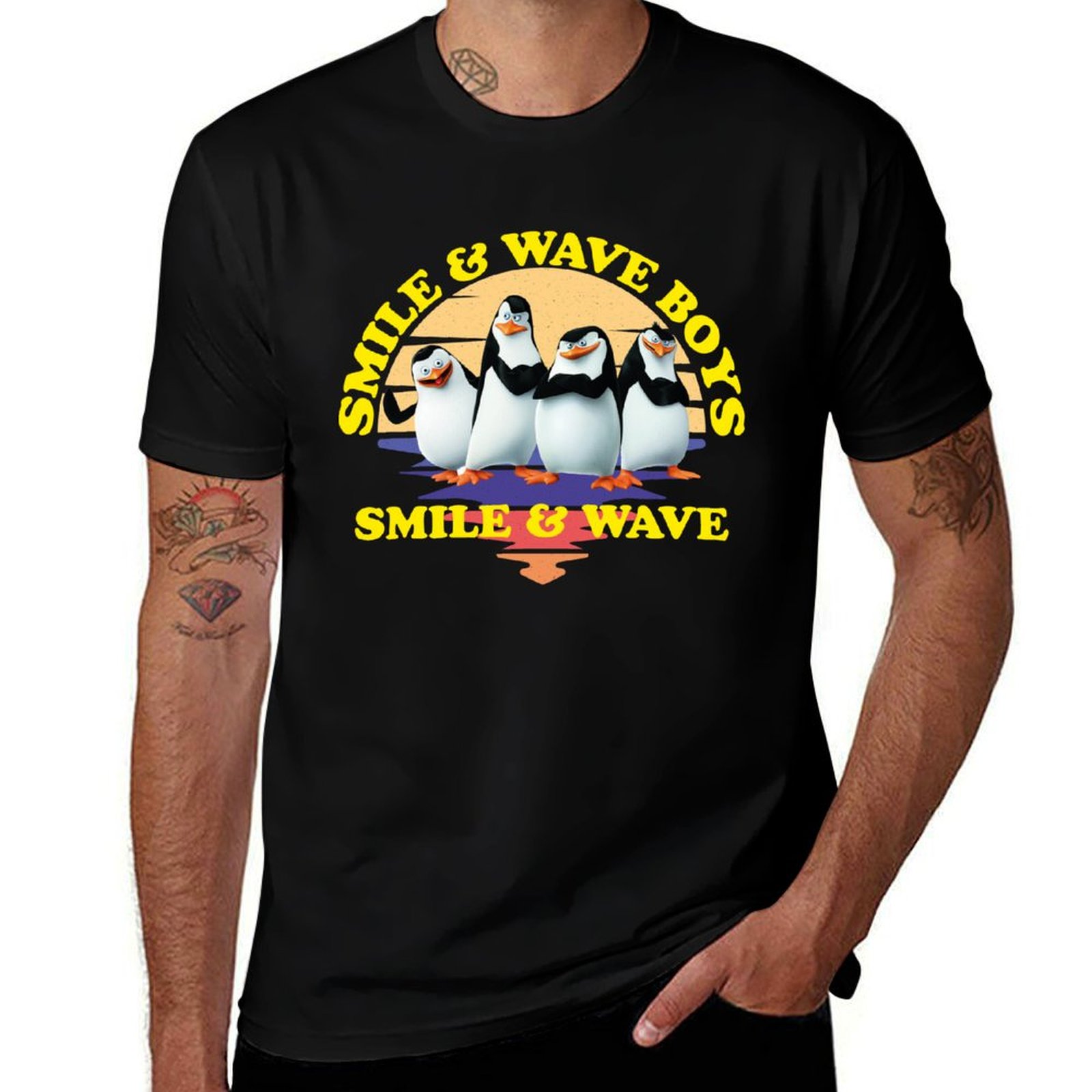 Poster Men Fashion - Pinguini del Madagascar sorriso e onda